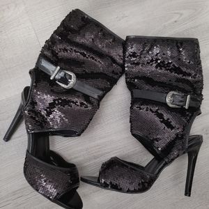 Black sequin boot